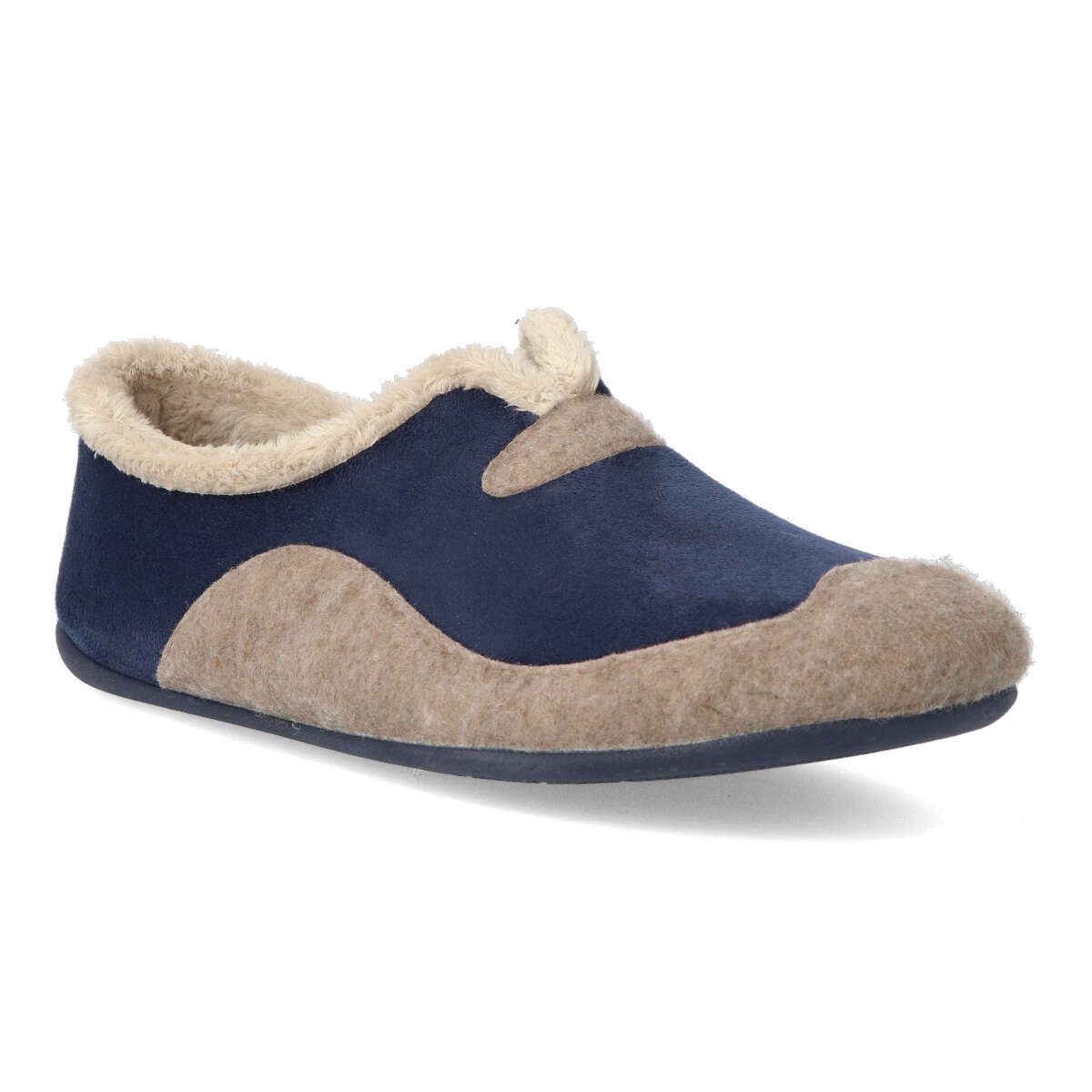 GARZON Scarpe Da Casa Uomo Estate - Pantofola Senza Punta Blu, Taglia 44 EU - Tessuto Fresco, Suola Gomma Naturale Antiscivolo, Prodotto In Spagna