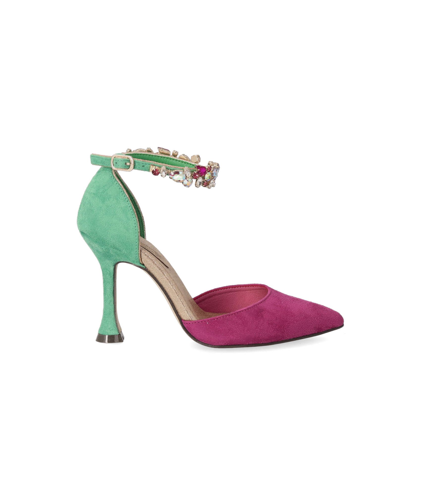 Zapatos de fiesta mujer color buganvilla detalle pulsera y hebilla